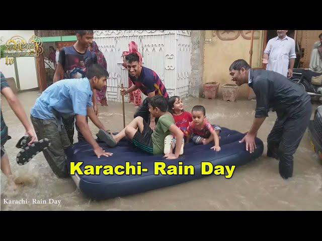 Karachi Rainy Day | Heavy Rain Floating Boat Flood in Karachi Federal B Area Pakistan | Adeel Jamil