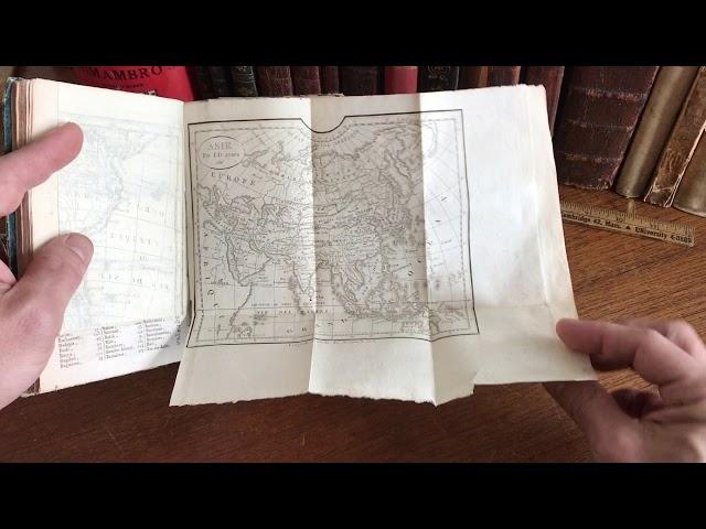 Rare 1822 small pocket atlas world maps complete original paper binding