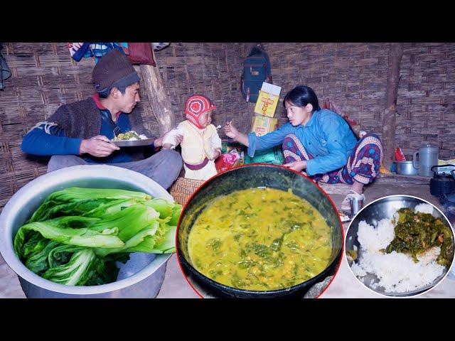 manjita cooks dinner || mustard green veg and beans gravy curry recipe ||