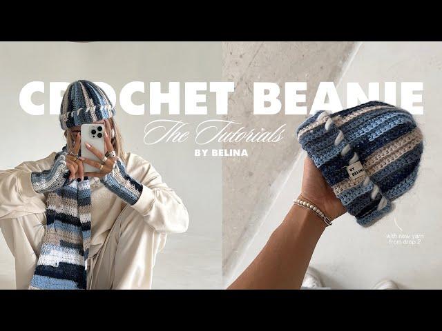 BY BELINA BEANIE CROCHET TUTORIAL ⭐️ beginner friendly, one stitch, timestamps in the caption