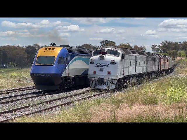 Freight And Passenger Trains In Rural Australia 4K