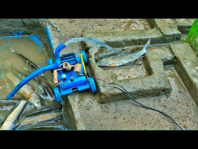 Catch fish using mini diesel engine water pump| fishing exciting | diy fishing @sanocreator