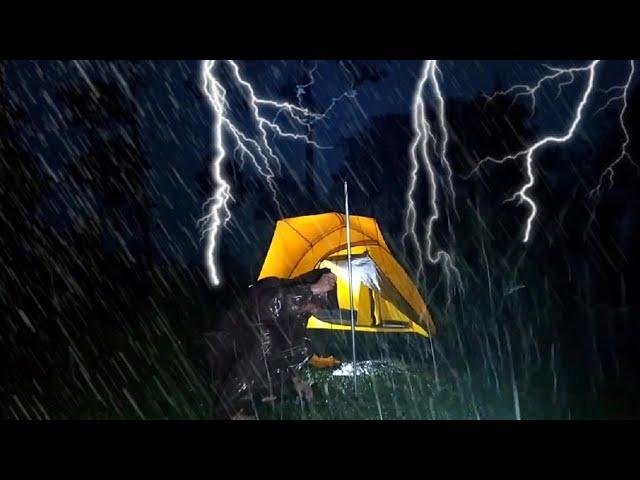 BEST HEAVY RAIN VIDEO, AMAZING CAMPING IN HEAVY RAIN ️‼️SOLO CAMPING IN HEAVY RAIN AND THUNDERSTORM