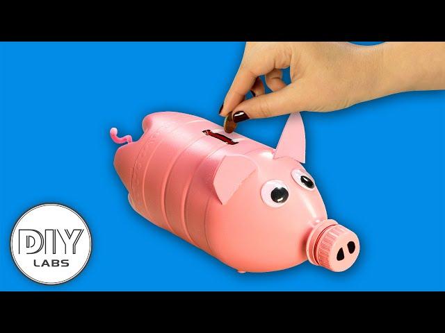 How to make a PIGGY BANK Using a Recycled Bottle | Fast-n-Easy | DIY Labs