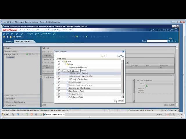 What are Task Lists - An HCG demo of the Oracle Hyperion Planning application