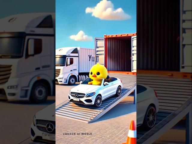 ️ Cute Little Duck Driving a Mercedes-Benz C-Class Car from Container Truck! #shorts #cuteduck