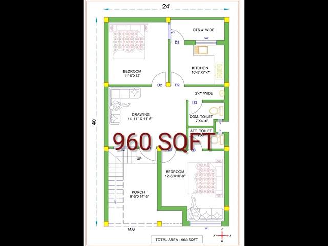 24 X 40 West Facing House plan #Shorts.