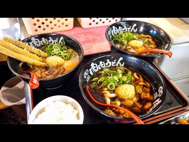 Meat Meat Restaurant in Fukuoka offering a large udon set meal.