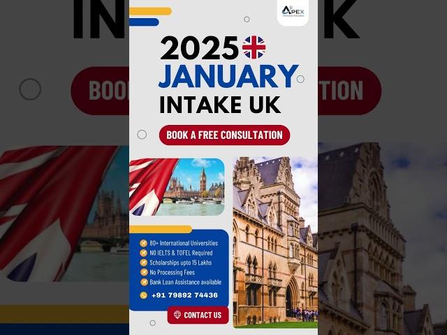 Study in UK in under 16 Lakhs for January 2025 Intake | Book a Free counseling session with us today