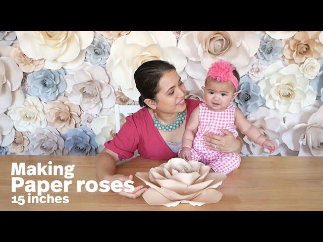 Making paper roses- 15 inch paper rose reference tutorial video