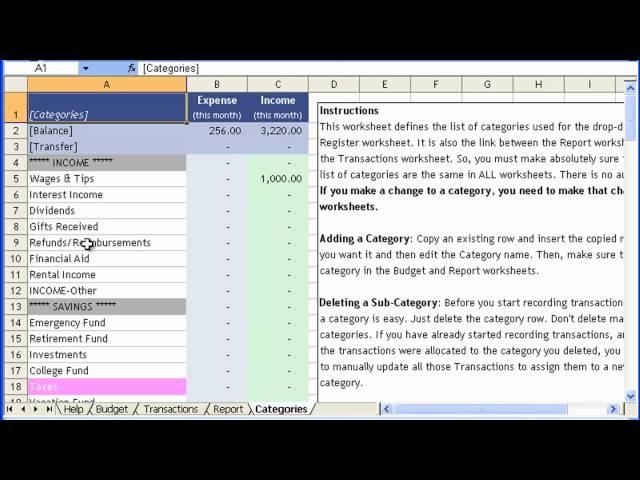 Money Management Template Tutorial #1 - Customizing Budget Categories