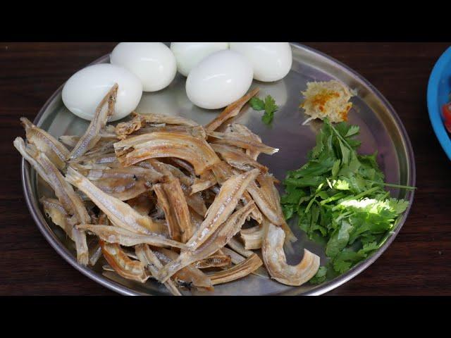 ఎండిన నేతాల్లు గుడ్లు కూర | Anchovy Dry Fish and egg curry #fishcurry #cooking  #dryfishcurry