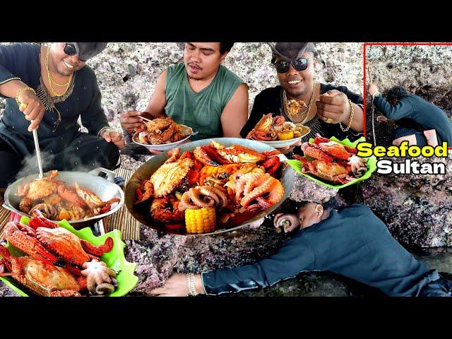 berburu seafood sultan KEPITING, GURITA, ABLONE, KERANG MUTIARA || BULE ini rela susah payah