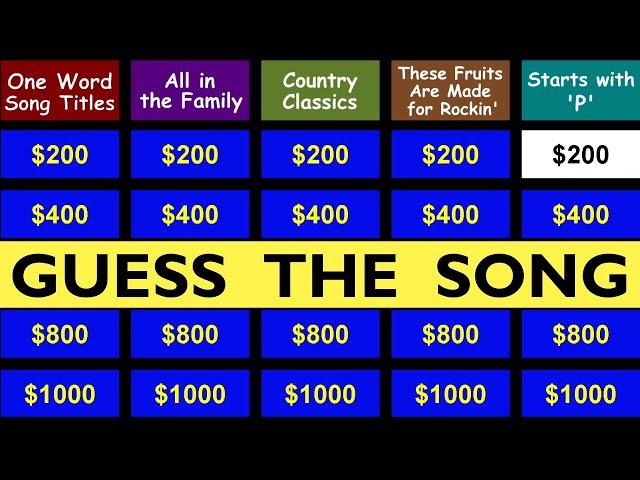 Guess the Song Jeopardy Style | Quiz #20