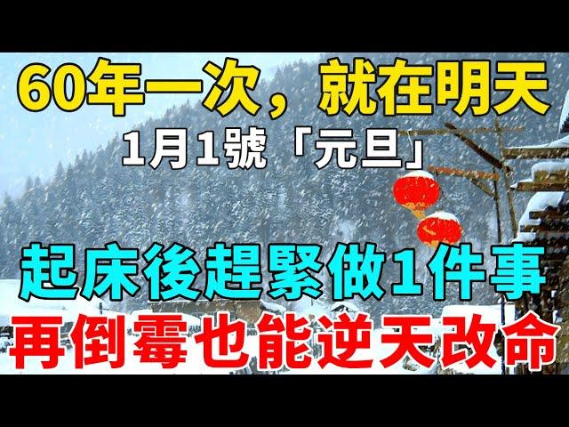 60年一次，就在明天！1月1號「元旦」，起床後趕緊去做1件事，再倒霉也能逆天改命！【禪意】#生肖 #運勢 #風水 #財運#命理#佛教 #人生感悟