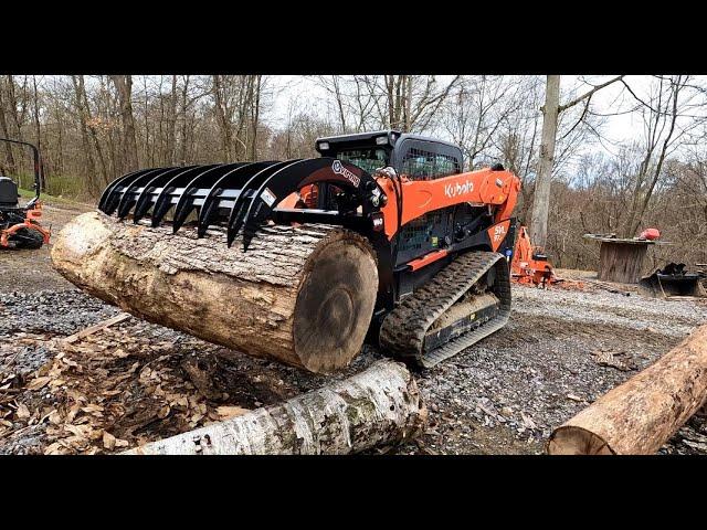 Now THIS is a Grapple, WOWZER Virnig V-60 Root Rake on Kubota SVL97-2