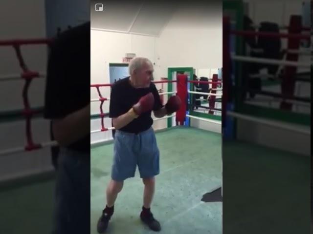 83 Year old Andy on the pads with Peter Stanhope BodyShots eldest member