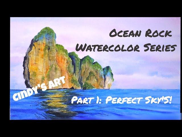 Watercolor Ocean Rock | Part 1: The Perfect Ocean Sky | Cindy's Art