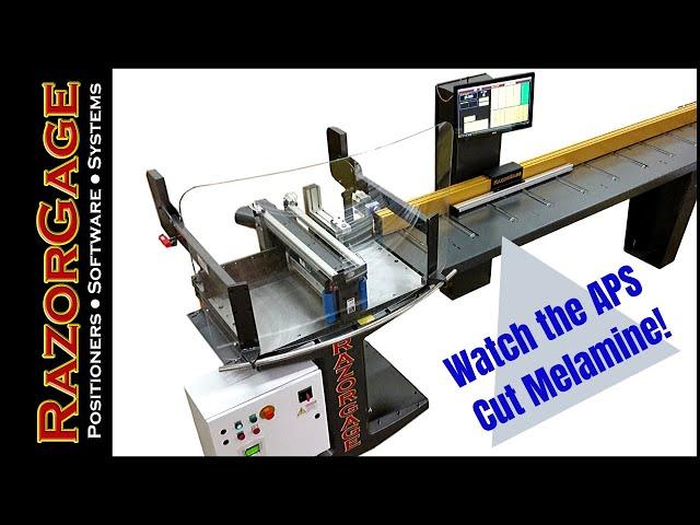Automatic Pusher Upcut Saw cutting Melamine   RazorGage