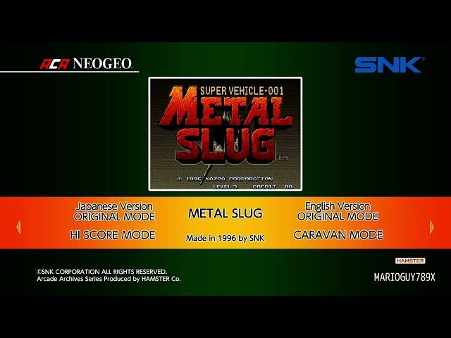 Metal Slug -ACA NeoGeo- 1CC Level-8 No Continues (4K)