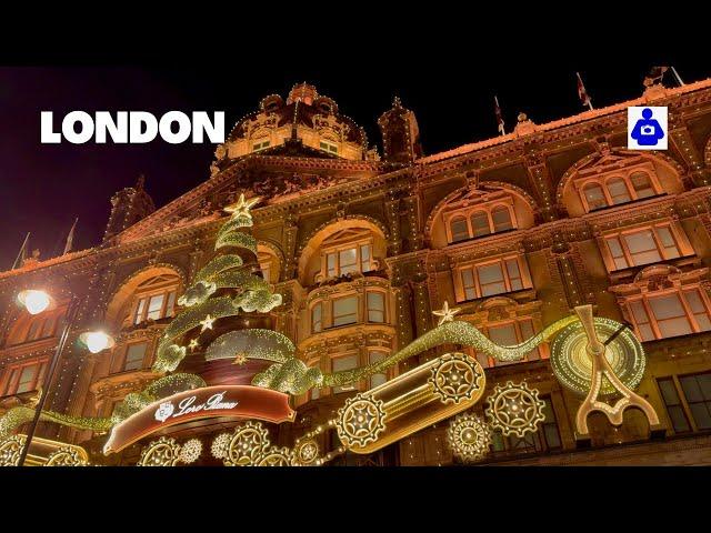 2024 London Walk  CHRISTMAS LIGHTS Harrods Knightsbridge to Belgravia| Central London Walking Tour