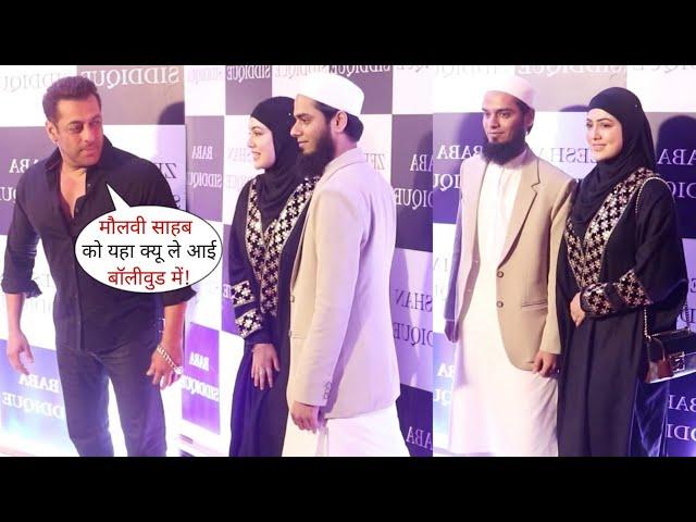 Salman Khan Suddenly Meet Sana Khan and her Husband Anas at Baba Siddique Iftar party 2022