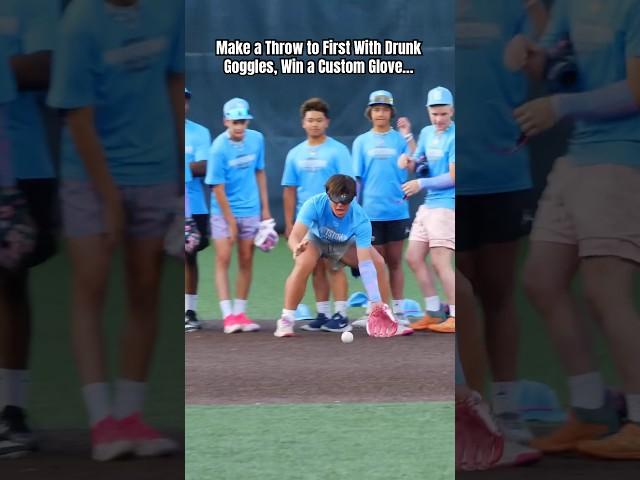 Make a Throw to First Base With DRUNK GOGGLES, Win a Custom Baseball Glove! #shorts