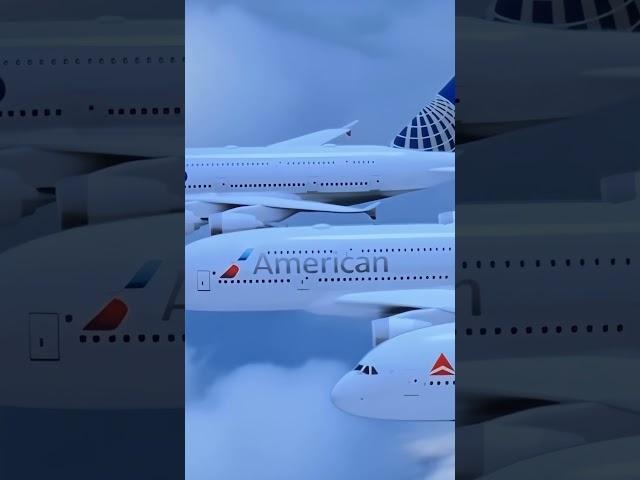 United, American and Delta with A380