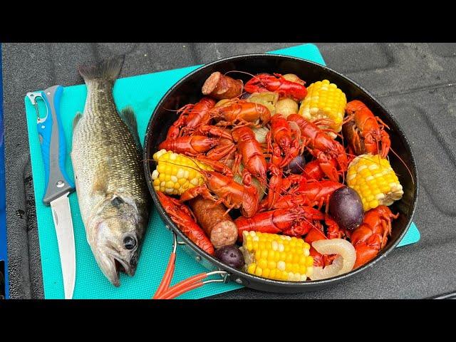 WILD CRAWFISH, Trout and Bass Catch n' Cook! (MUST TRY!)