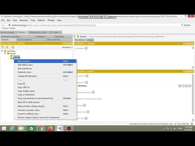 9.  Creating classes for an ontology in Protege