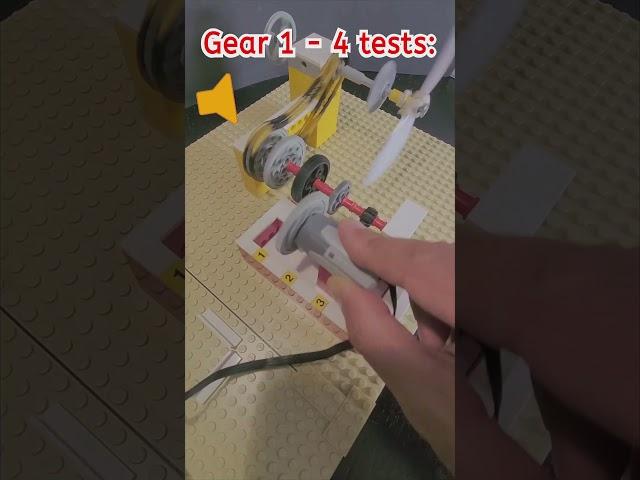 Lego Gear 1 - 4 Tests, great Sound and a Gearbox #lego #motor #speed #test #gear #gearbox