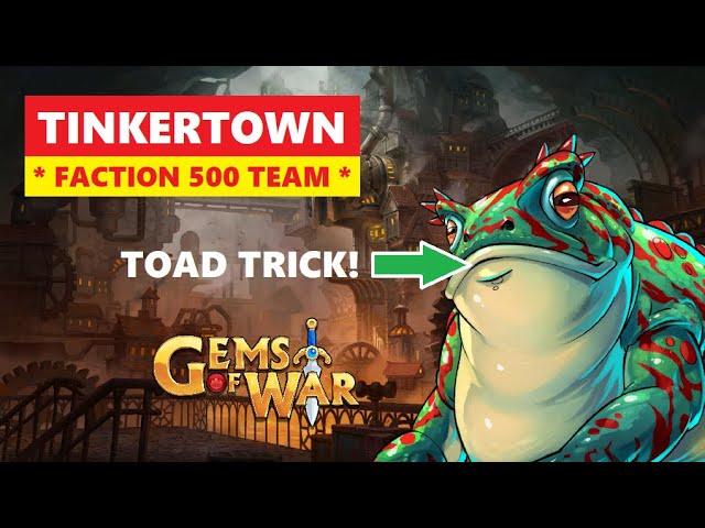 Gems of War TINKERTOWN Faction 500 GIANT TOAD TRICK Delve Guide and Best Team! Easy pure strategy!