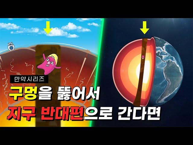  만약 한국에서 지구의 구멍을 뚫어서 반대편으로 가면 어떨까? (feat. 볶음 김치)