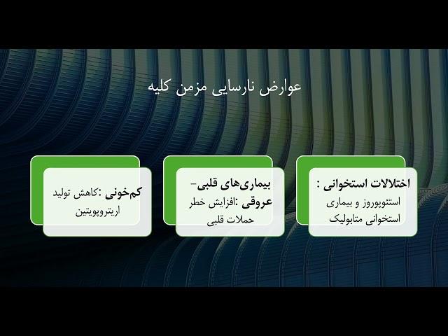 ویدیو 19: پیشگیری از عوارض نارسایی مزمن کلیه: کنترل دیابت و فشار خون