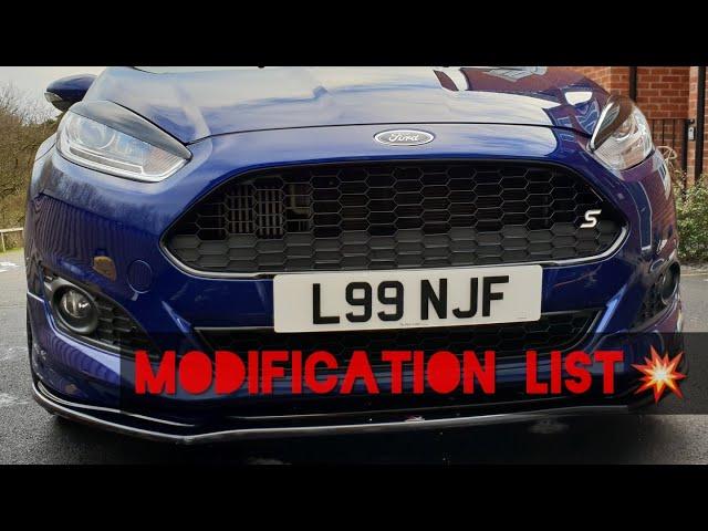 FIESTA ZETEC S 1.0 ECOBOOST MOD LIST!