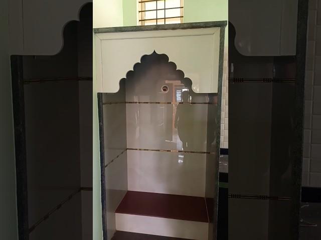 Pooja Room work in Granites & Tiles #construction #interiordesign