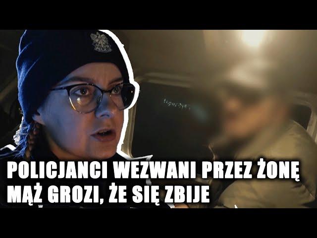 Policjanci wezwani przez żonę. Mąż grozi, że się zbije