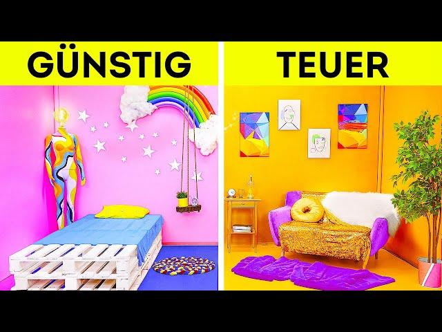 RAUM-UMGESTALTUNG CHALLENGE || Reich vs Pleite| Günstig VS Teuer: Alles Für Dein Zimmer von 123 GO!