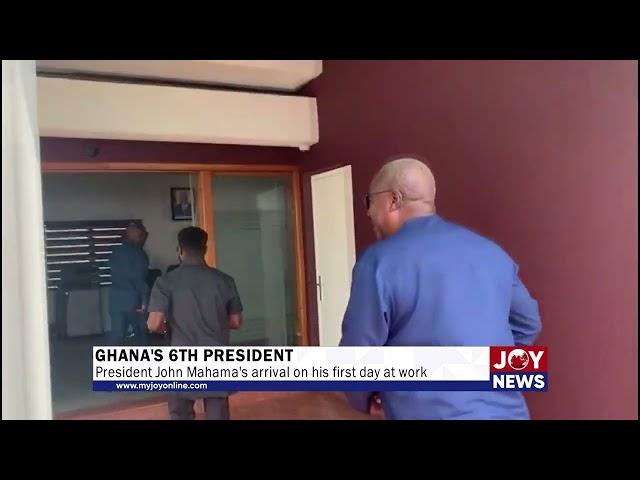 President John Mahama's arrival on his first day at work. #ElectionHQ