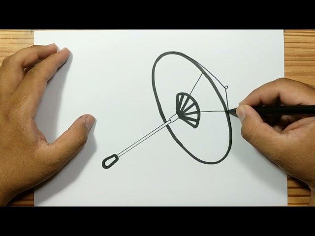 How to draw WAGASA JAPANESE UMBRELLA