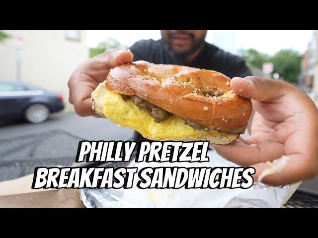 Philly Pretzel breakfast sandwiches - Rowhome Coffee