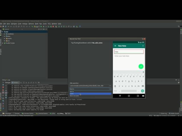 Espresso Test Recorder: Open 'Add Note' screen