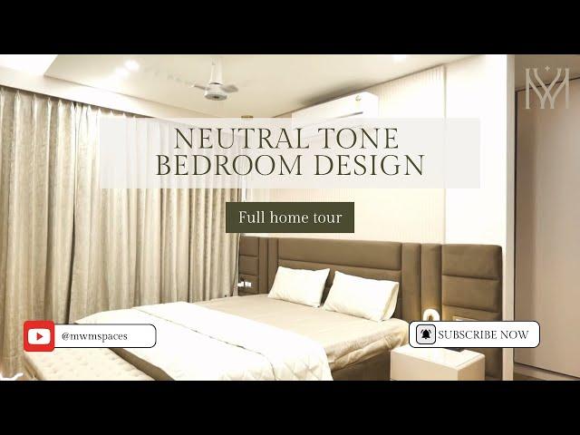 Neutral Tone Bedroom Design | Modern Interior Room Design | By MWM Spaces Pvt. Ltd., Gurugram