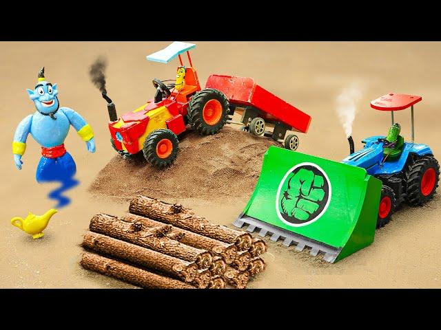 Diy tractor making mini Bulldozer Cleaning Road | diy Tractor transporting Golden Boy | HP Mini