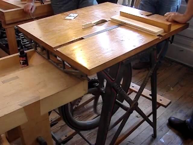 Barnes Treadle Saw & Pedal Lathe at the Woodwright's School