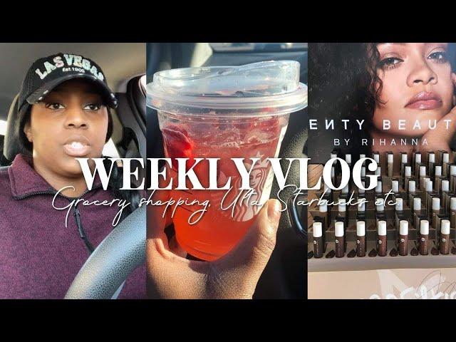 WEEKLY VLOG! Random day grocery shopping | Starbucks| Ulta &More |WhitneyAaliyahh