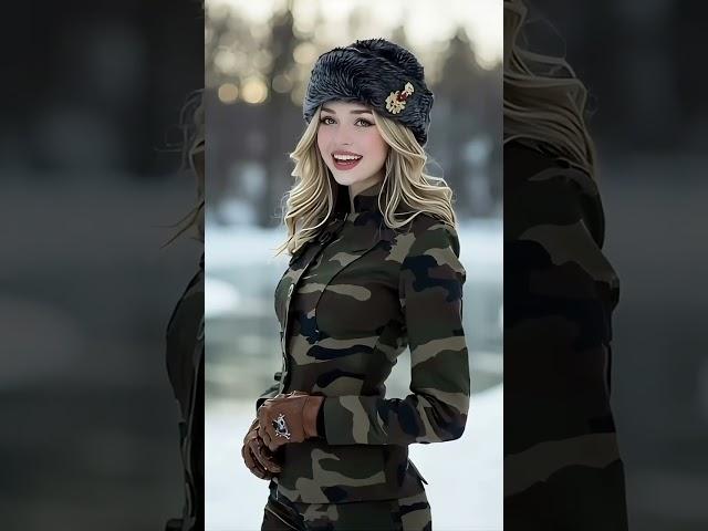A Beautiful female special forces officer in the snowy forest Singing "KATYUSHA"  #femalesoldiers