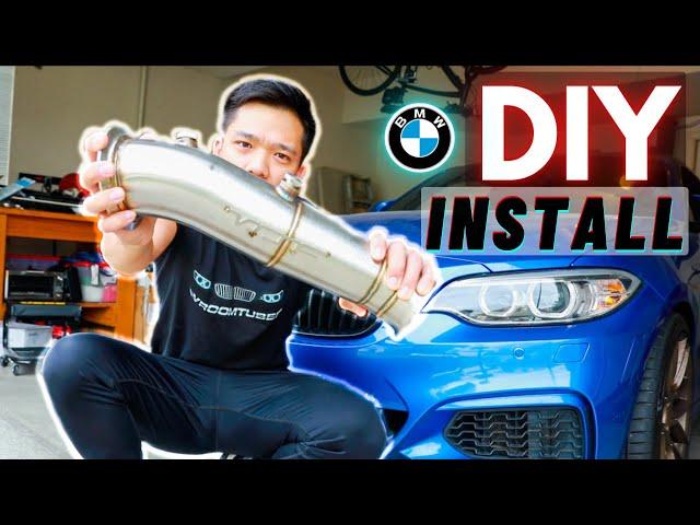 BMW N55 Downpipe INSTALL DIY | VRSF Straight Pipe m235i | Sound Clips