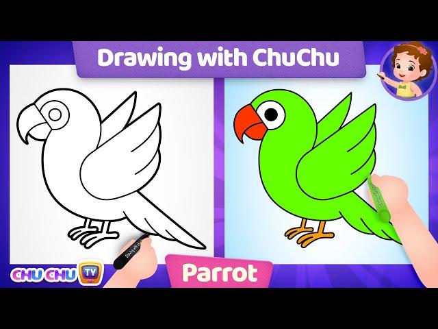 How to Draw a Parrot? - Drawing with ChuChu – ChuChu TV Drawing for Kids Easy Step by Step