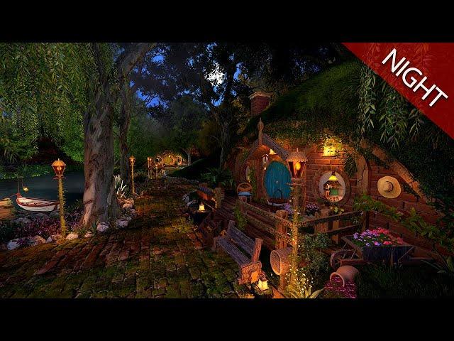 Hobbit Village Ambience  Night Time At The Shire - Chorus cicadas, occasional rain, windchimes